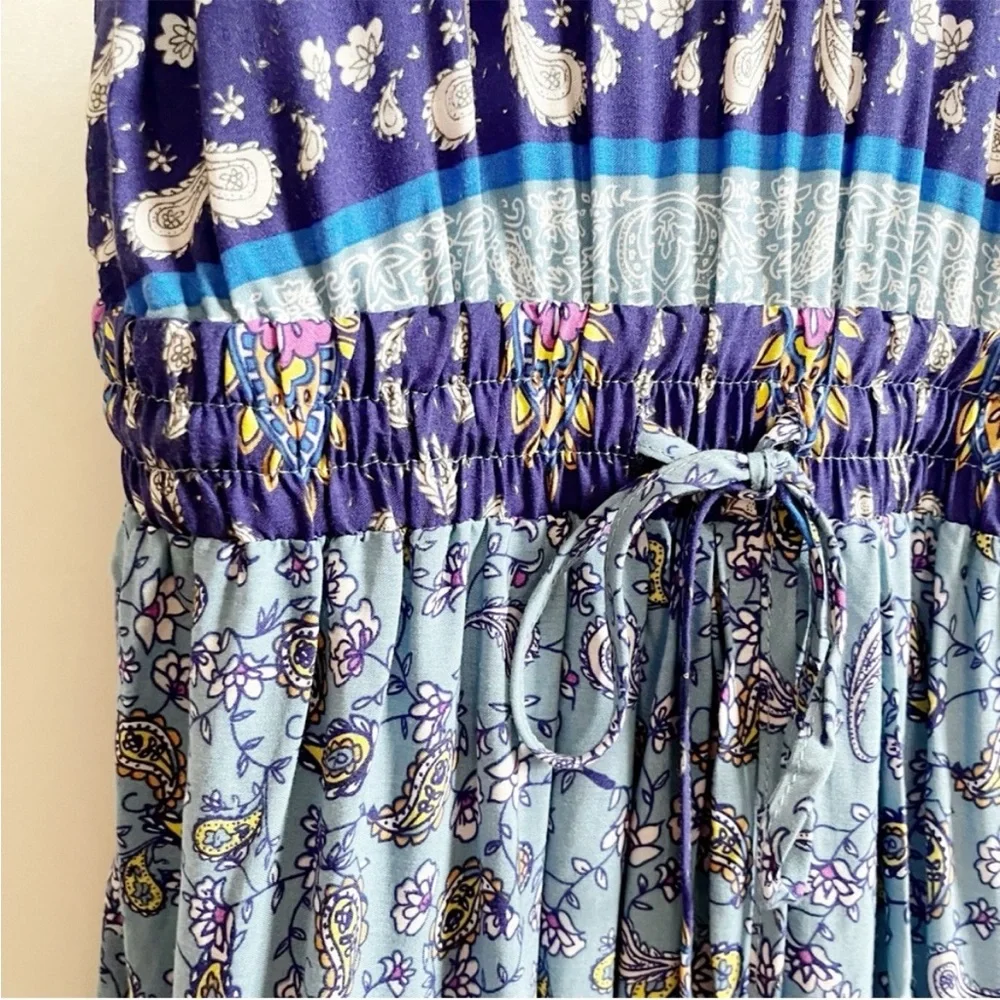 Jaase Wave Sapphire Jumpsuit blue floral print sleeveless drawstring waist - Picture 5 of 9